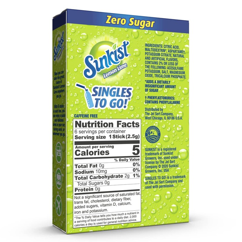 Sunkist Soda Lemon Lime Singles To Go Drink Mix, 0.53