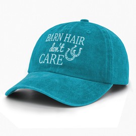 Waldeal Barn Hair Don’t Care Hat for Women, Vintage Washed Adjustable Baseball Cap for Horse Lover, Blue
