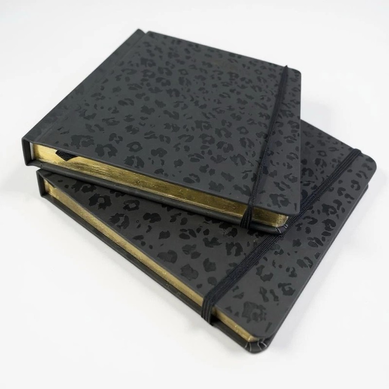 Threshold 2 Threshold Journals Black Leopard Notebook Gold Edging Elastic