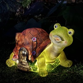 Solar Turtle Garden Statue Garden Outdoor Decor, Turtle Figurine Decorative for Outdoor Garden, Yard, Patio, Lawn and Porch, Solar-Powered Tortoise Solar Lights Garden Statues and Sculpture