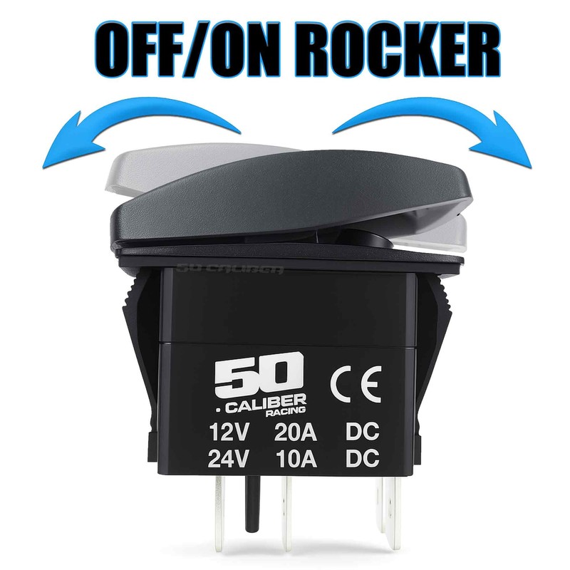 50 Caliber Racing Blue On/Off Rocker Switch LED Backlit Dual