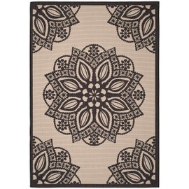 Safavieh Courtyard Collection CY6139 Indoor/ Outdoor Area Rug, 6'7" x 9'6", Beige / Black