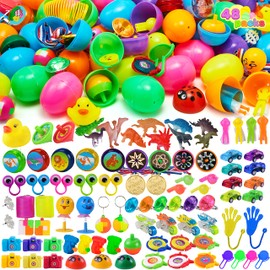 JOYIN JOYIN 96Pcs Easter Eggs with Toys Inside 48 Prefilled Easter Eggs with Popular Assorted Toys for Kids Boys Girls Easter Party Favors Easter Eggs Hunt Basket Stuffers Filler Classroom Exchange