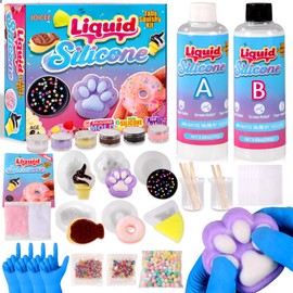 JOICEE Taba Squishy Kit, DIY Squishy Making Kit 18OZ 1:1 AB Liquid Silicone with 6 Molds for Make Your Own Super Soft Squishies Maker Kits Birthday Holiday Gifts Party Favors
