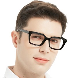 WEMOOTANTS Blue Light Blocking Reading Glasses Large Square Computer Readers 1.0 1.25 1.5 1.75 2.0 2.25 2.5 2.75 3.0 3.5 4.0 5.0 6.0 Black 225