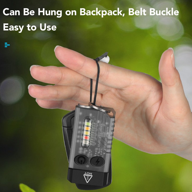 Mini Flashlight Portable Rechargeable Buzzer Alarm Keychain Light for Camping