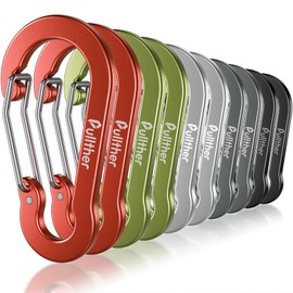 Carabiner, Large, Rustproof, Ultra Lightweight, Aluminum, Carabiner for Keys, 2.8 inches (7 cm), 10 Pieces
