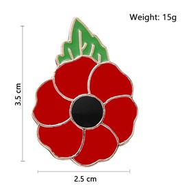 Metal Poppy Brooch Pin - Veterans Day & Memorial Day Lapel Pin - Red Enamel Poppy Brooch - Soldier Remembrance Souvenir Gift (1PC)