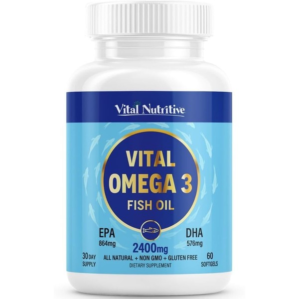 Vital Omega 3 Fish Oil Supplements 2400mg | 864mg EPA