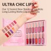 12-Colour Liquid Lipstick Set, Velvet Matte Long-Lasting Waterproof Lip Gloss