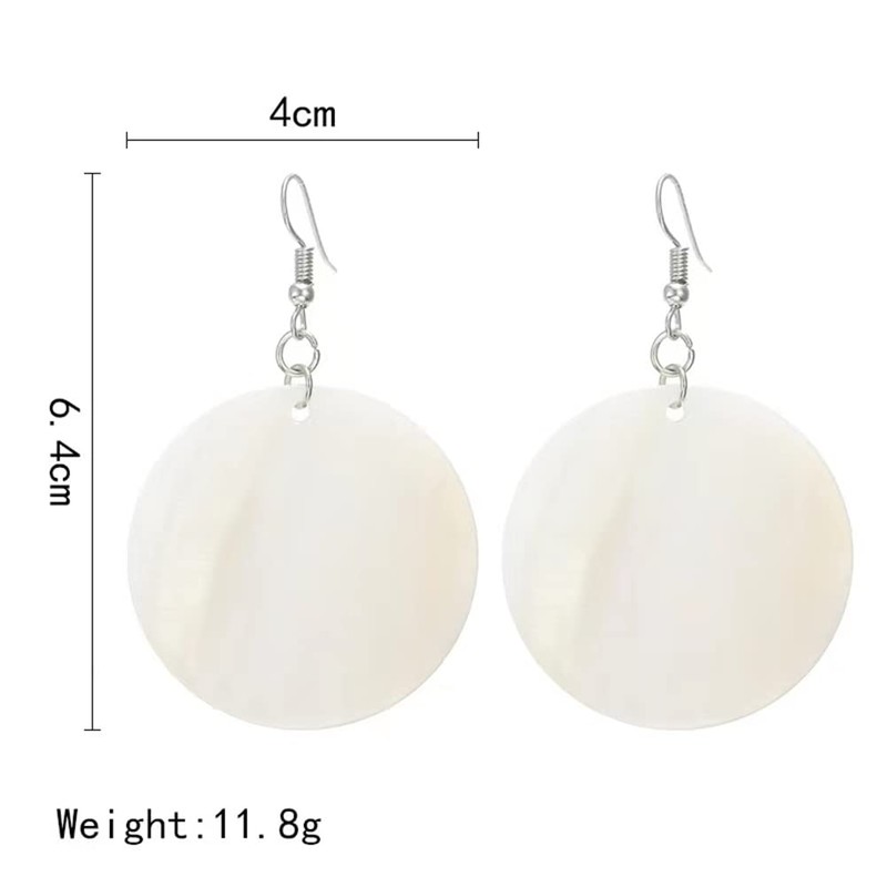 Trendy Light Weight Round White Shell Dangle Earrings for Women