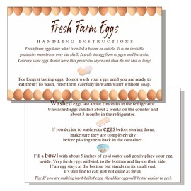 MAOSH Fresh Farm Eggs Handling Instructions, Egg Handling Instructions for Farm Fresh Eggs, 50 Pack 2x3.5'' inches Business Card, Egg Handling Instruction Card, White Card with Colored Egg Design