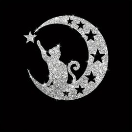 2PCS Sparkling Cat Staring at The Starry Sky Self-Adhesive PVC Rainbow Glittery Decal Sticker for Cars, Laptops, Trucks, Motorcycles Wall Window Luggage Scratch Cover Door Multi-Surface Decor Sticker