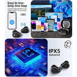 GLOGO Clip-On Open Ear Headphones, Wireless Earbuds Bluetooth 5.3, Clip Earbud with Digital Display Charging Case 80 Hours Playtime, IPX5 Waterproof Sports for Cycling, Black