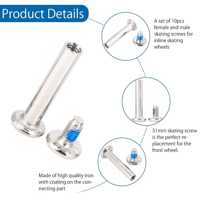Yosoo Health Gear Inline Skate Screw, 10 x Roller Skates