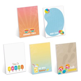 Summer Vibes Sticky Note Set / 4" x 6" Repositionable Sticky Note Pads/Five Modern Beach Theme Designs/Made in The USA