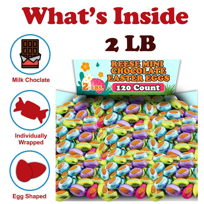 Reese Peanut Butter Eggs, Bulk 2 Lb Mini Milk Chocolate