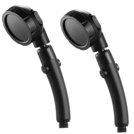 Marbrasse High Pressure Shower Head, 3-Settings Handheld Showerhead with ON/Off Full Shutoff Push Button and Switch to Control Flow, Angle-Adjustable Water Saving(Matte Black, 2Pack)