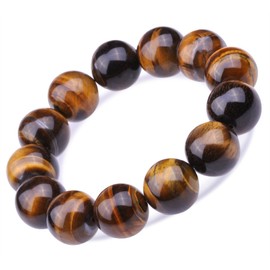Feilok Energy Bracelet Energy Stone Ball Chain Tiger Eye Natural Pearl for Children, Women and Men, Stainless Steel