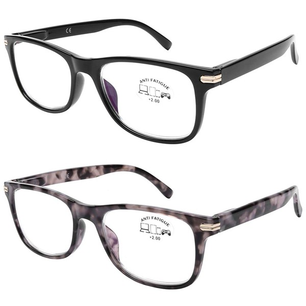 DOOViC Reading Glasses Set of 2 Blue Light Blocking Black/Tortoise
