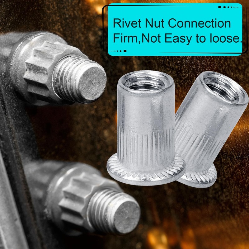 SmallCat 100 Pcs 1/4-20 Aluminum Rivet Nuts, Flange UNC Flat