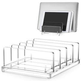 Chunful Adjustable Vertical Laptop Stand for Desk, Acrylic 4 Slot Laptop Holder Desktop, Invisible Desktop Notebook Dock for Notebook Computer, All Gaming Laptops up to 17''