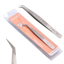 Glory Fiber Tip Eyelash Tweezers for Professional Artist, Non Slip Diamond Grip Precision Lash Tweezers For Volume and Mega Volume Lashes