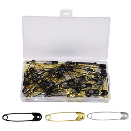 YOFASEN Pack of 180 Safety Pins - Large and Small Safety Pins Assorted 18 mm - 53 mm for Crafts Sewing Jewellery Making for Office Home Use Gold Silver Black