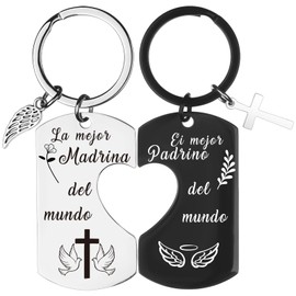 Ioffersuper 2 Pcs Godparents Keychain From Godchild Gift For Baptism Godparents Proposal Gifts First Communion Gift Thank You Present For Godparent Christening Keychain For Godmother Godfather