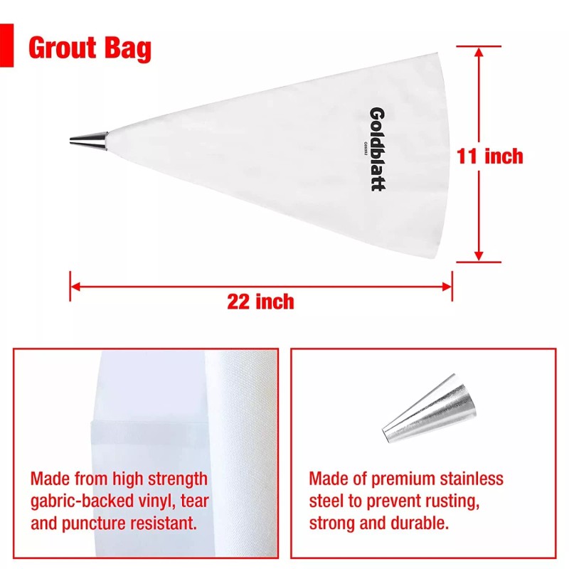 Goldblatt 4-PACK Tile Grout Masonry Mortar Bag Set Stainless steel