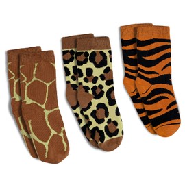 Good Luck Sock Giraffe, Leopard and Tiger Prints Kids Socks, 3-Pack, 2-4 Years