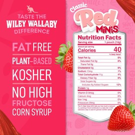 Wiley Wallaby Mini Licorice Bites 0.5 Ounce Classic Gourmet Soft & Chewy Australian Classic Red Licorice Candy Bags, 80 Pack