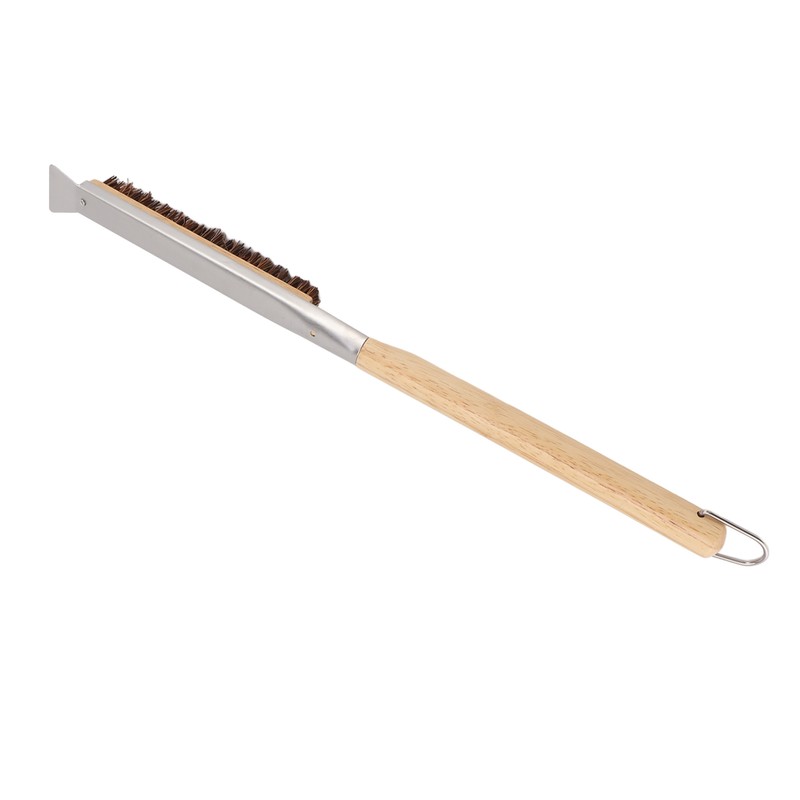 Pizza Oven Brush with Scraper Detachable Wooden Handle Coconut Fiber