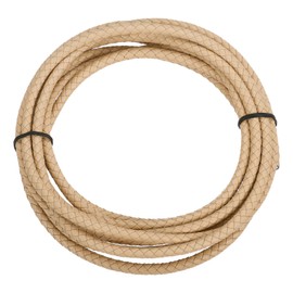 sourcing map 3.3 Yards Bolo Tie Cord 6mm Diameter Round Braided Leather Strip 3 Meters Long for Bracelet Necklace Beading, Khaki