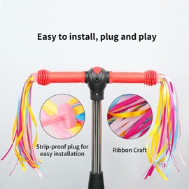 YALiya Pack of 5 Children's Bicycle Streamers, Handlebar Colourful Bands Streamer, Bicycle Grips Tassel Bands for Decoration, Glitter, Spoke Beads for Decorating Children's Bikes, Scooters and More