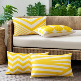 JOTOM Set of 4 Outdoor Cushion Covers, Decorative Waterproof Cushion Cover, Geometric Cushion Covers, Sofa Cushion, Decorative Cushion Cover for Living Room, Bedroom, Garden Decoration (40 x 60 cm