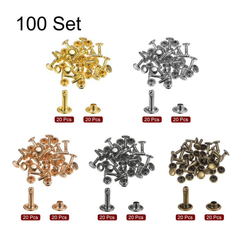 QUARKZMAN 100 Sets Leather Rivets 7 mm x 10 mm