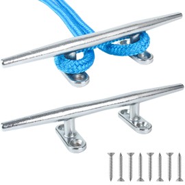 VEITHI 8 inch Chromium-Plated Boat Cleat 2 Pack, Boat Dock Cleats Open Base, Boat Cleats-Dock Cleat, Dock Cleats with Fasteners, Rope Cleat for Tying up Boats,Marine Decor
