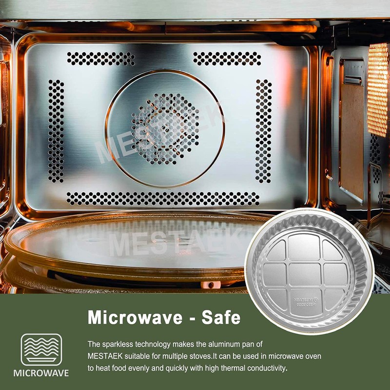 MESTAEK 10" Aluminum Foil Pans with Lids (5 Pack), Heavy
