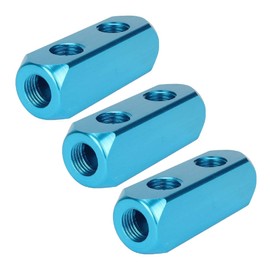 Beduan 1/4" 2 Way 5 Port Aluminum Air Hose Inline Manifold Block Splitter, Pneumatic Air Compressor Manifold Fitting (Pack of 3)