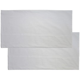 KH-Haushaltshandel Pack of 2 Pillow Cases 40 x 80 cm Boil-Proof Envelope Closure, White, Linon, Washable at 95 Degrees, 100% Cotton