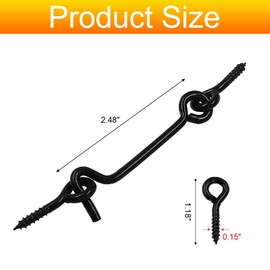 Coufce 2.5 Inch Cabin Hook and Eye Latch Lock Black Gate Door Swivel Window Door Hook Carbon Steel Latch Hook Privacy Lock for Sliding Door Barn Door with Screws(5PCS)