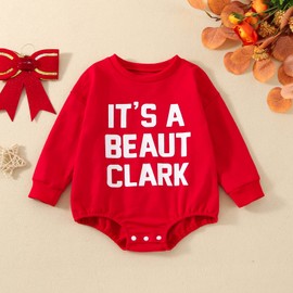 Ayalinggo Baby Girl Boy Christmas Outfit My First Christmas Sweater Sweatshirt Shirt Bubble Romper Onesie Santa Clothes (red It's a Beaut Clark, 0-3 Months)