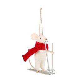 Sass & Belle Skiing Mouse Felt Decoration