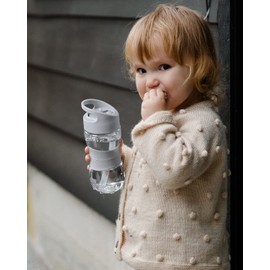 Sivaphe Water Bottle for Kids with Handle and Straw, Tritan Drinking Bottle for Children Girls Boys School Use, BPA Free, Cycling Bike Outdoor Hiking(Grey, 350ML)