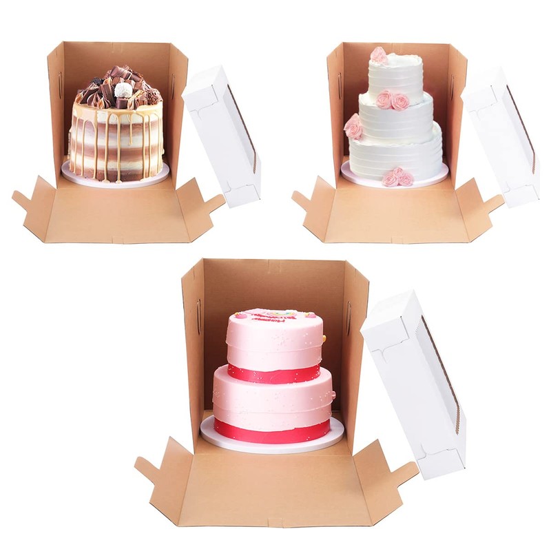 Huoshange Tall Cake Boxes for Tier Cakes,12x12x12 Inch [3 Pack