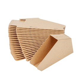 Restaurantware Bio Tek 4 x 1.25 x 2.25 Inch Single Taco Holder 200 Greaseproof Stand Up Taco Holder - Small Self-Standing Kraft Paper Paper Taco Holder Freezable