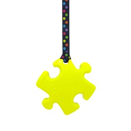 Sensory Oojamabobs - Puzzle pendant chew necklace - Autism - Banana yellow with lanyard (6 designs available!) (54cm, Spots)