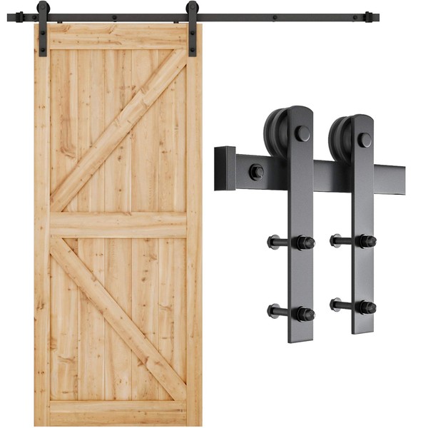 SMARTSTANDARD 6.6ft Heavy Duty Sturdy Sliding Barn Door Hardware Kit -Smoothly and Quietly -Easy to install -Includes Step-By-Step Installation Instruction Fit 36"-40" Wide Door Panel (I Shape Hanger)
