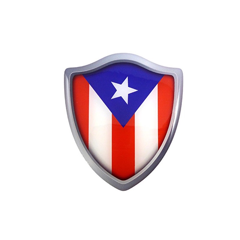 Puerto Rico Flag Shield Domed Decal 3D Look Emblem Resin